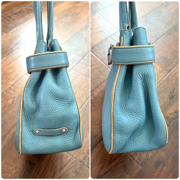 COLE HAAN teal blue textured leather purse, NWOT - Picture 7 of 16